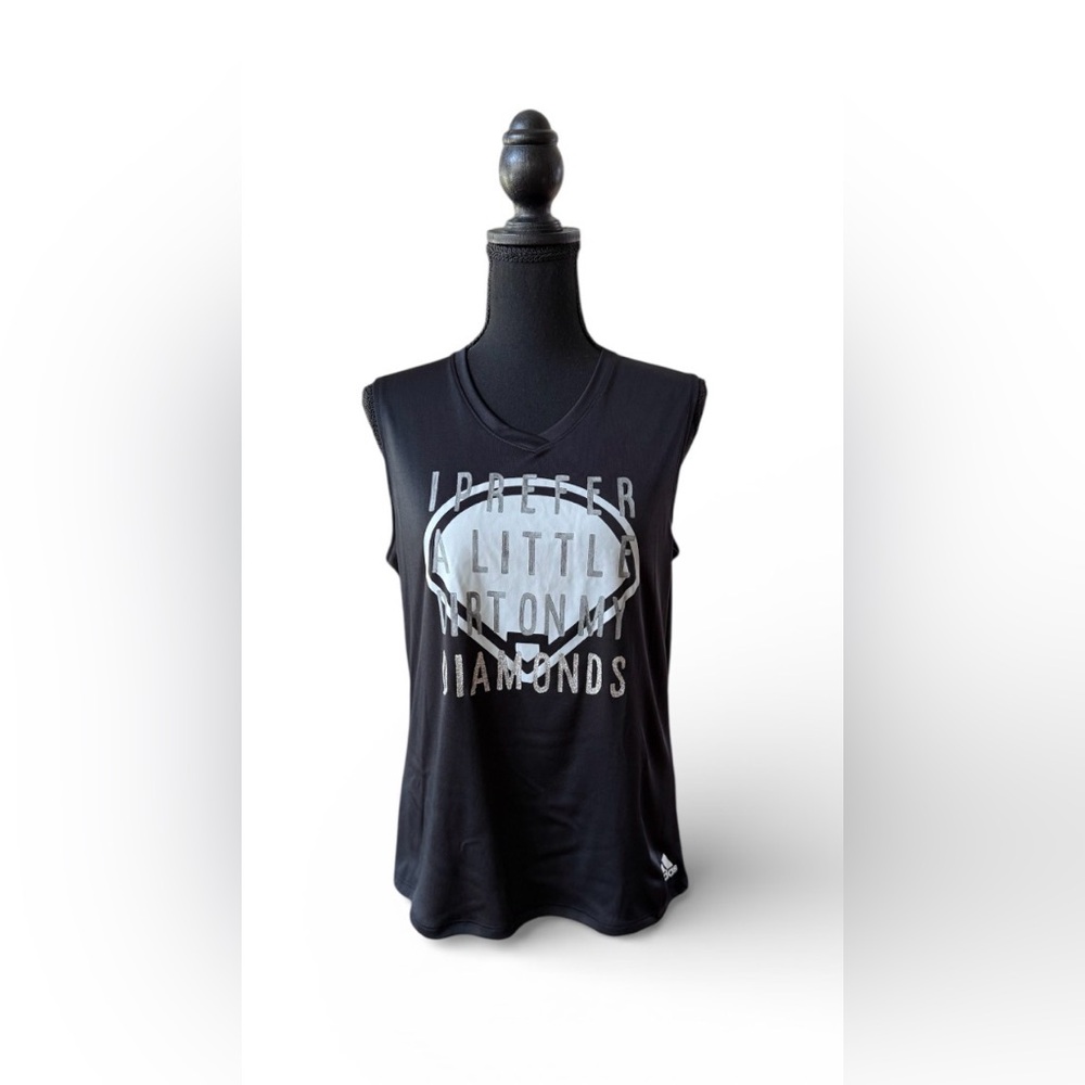 Adidas Black Sleeveless Top with Graphic I Prefer a Little Dirt On My Diamonds